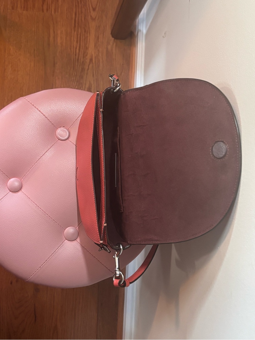 COACH Coral Pebbled Leather Saddle Crossbody Bag - Picture 4 of 5
